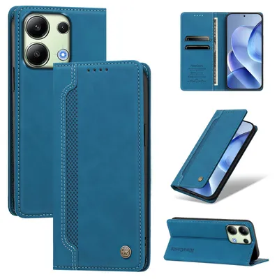 Obrázek produktu pro Pouzdro pro Xiaomi Redmi Note 13 4G,Polyuretankožené peněženkové flipové pouzdro s přihrádkami na karty a stojánkem Modrá