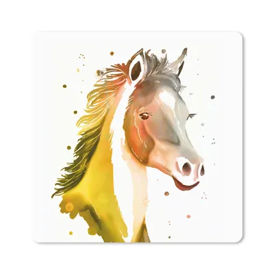 Produktbild von MuchoWow® Mauspad Mousepad Pferd - Gelb - Polka dots - Mädchen - Kinder - Mädchen 20x20 cm - Mousepads - Maus Mat - Pad - Mausunterlage - Desk Mat - Bureauartikeln