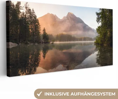 Obrázek produktu pro OneMillionCanvasses® - Plátno - Krajina - Mlha - Voda - Stromy, nástěnná malba, nástěnné dekorace obrazy obývací pokoj, 80x40cm
