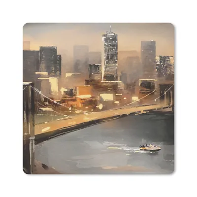 Produktbild von MuchoWow® Mauspad Mousepad Gemälde - Öl - Skyline - Stadt - Wasser 30x30 cm - Mousepads - Maus Mat - Pad - Mausunterlage - Gaming