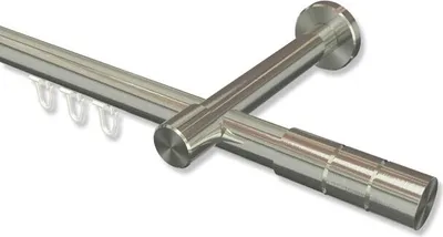 Produktbild von Interdeco Innenlaufstange, Gardinenstange mit Innenlauf Edelstahl-Optik Modell Prestige Elanto, 20 mm Ø 1-läufig, 240 cm