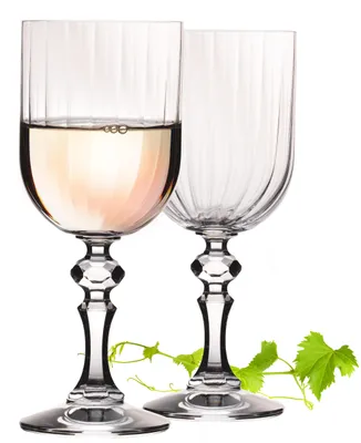 Produktbild von IMPERIAL geriffelte Weingläser 320ml "Prag" Set 2-Teilig Weißweingläser aus Crystalline Glas Spülmaschinenfest Vintage