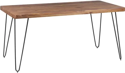 Produktbild von Esstisch BAGLI Massivholz Sheesham 120 cm Esszimmer-Tisch Holztisch Metallbeine Küchentisch Landhaus dunkel-braun