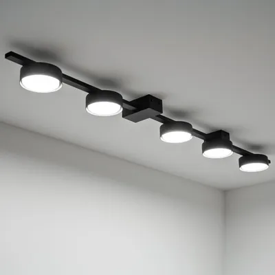Produktbild von LUMILED Aufbauleuchte Deckenleuchte Deckenspot GX53 Fassung 230V Deckenstrahler 5-flammiger Spot Spotlampe für Decke Spotleuchte Deckenlampe Innenleuchte Spots Downlight Schwarz rund Wandlampe