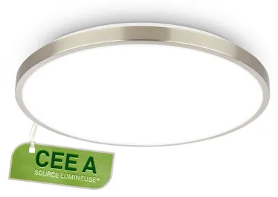 Image de Briloner KAIDA Plafonnier LED, CEE A source lumineuse*, lumière blanc neutre,Reproduction aluminium, nickel mat, Ø33 x 6 cm