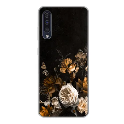Produktbild von MuchoWow® Handyhülle Schutzhülle Hülle für Samsung Galaxy A50 Blume - Gold - Muster Silikon Softcase Handy Hülle - Mobiltelefonhülle