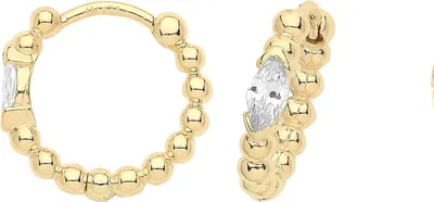 Produktbild von Wunderschöne 9 Karat (375) Gold Damen - Paar Creolen mit Zirkonia - 12mm*2mm; TRS36355