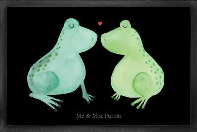 Produktbild von Mr. & Mrs. Panda Sauberlaufmatte Frosch Liebe 50 x 75 cm - Schwarz - Geschenk, Küssen, fußmatte, Fussmatte, Bodenvorleger, Schmutzmatte, Freundin, Schmutzfangmatte