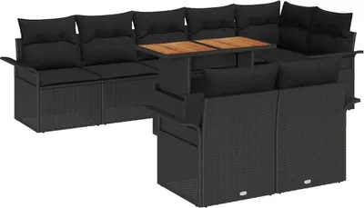 Produktbild von vidaXL Gartensofa-set 9 stk. Schwarz Poly-Rattan