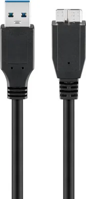 Produktbild von Goobay 66026 USB 3.0 SuperSpeed Kabel, Schwarz, 1.8 m - USB 3.0-Stecker (Typ A) > USB 3.0 Micro-Stecker (Typ B)