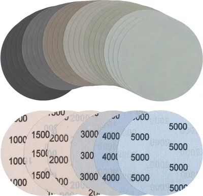 Produktbild von 24 Stück Schleifpapier 125mm Klett, Körnung 1000/1500/2000/3000/4000/5000 Schleifpad Rund Ohne Loch Nasse Trockene Schleifscheiben Exzenterschleifer Set für Auto Metall Holz