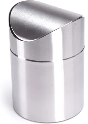 Produktbild von Tischmülleimer 1 Stück, Edelstahl-Schwingdeckel, 12 x 12 x 16 cm, Küchenmülleimer Für Schreibtisch Und Kosmetik