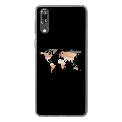Produktbild von MuchoWow® Handyhülle Schutzhülle Hülle für Huawei P20 Weltkarte - Farbe - Schwarz Silikon Softcase Handy Hülle - Hardcover