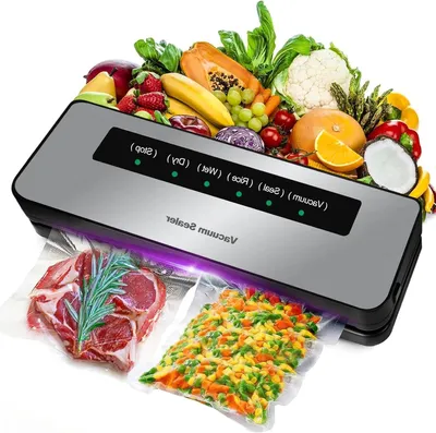 Produktbild von Vakuumverpackungsgerät - Automatisches Versiegelungsgerät - Lebensmittel haltbar machen - 6-in-1-Funktionen - 20 Beutel inklusive - Silber