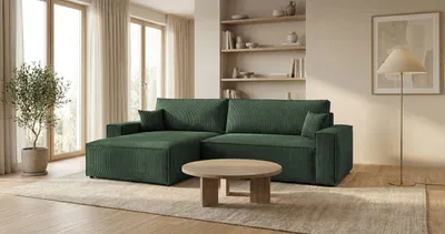 Obrázek produktu pro Rozkládací sedací souprava s úložným prostorem OMARIS - khaki, levý roh