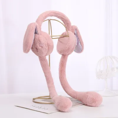 Produktbild von Damen Mädchen Winter Plüsch Ohrenschützer, Süß Kaninchenohr Ohrenwärmer Mädchen Damen Cartoon Ohr Plüsch warm Faltbare Flauschige weiche