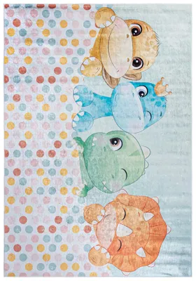 Produktbild von Mazovia Kinderteppich Dinosaurier Bunt 160x230 cm Kurzflor Pflegeleicht Spielteppich für Kinderzimmer