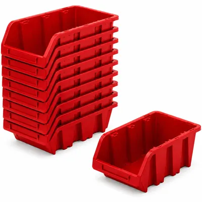 Productafbeelding van Omgoods - Workshop Opbergdozen Set van 10 in Rood van PP Plastic