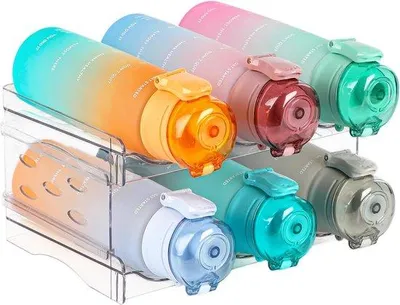 Produktbild von Famanu Flaschenregal stapelbar 2 Etagen Wasserflaschen-Organizer - Transparent