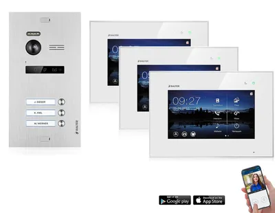 Produktbild von WLAN Videotürsprechanlage BALTER EVO 2-Draht BUS für 3-Familienhaus Weiß-Silber