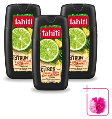 Zdjęcie produktu dla 3 opakowania żelu pod prysznic Tahiti o zapachu cytryny i oleju kokosowego - nawilżający - 250 ml - zestaw ekonomiczny - 3 sztuki