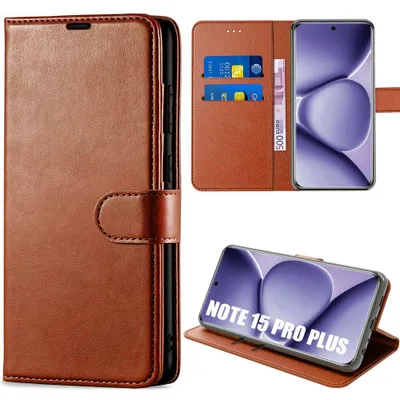 Image de Coque pour Xiaomi Redmi Note 15 Pro Plus 5G, Protection Anti-Rayures Cuir Synthétique Marron
