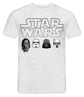 Produktbild von Star Wars Chewbacca Stormtrooper Darth Vader Icons Männer T-Shirt, XXL, Grau meliert