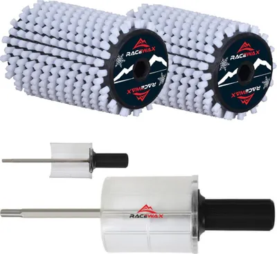 Produktbild von RaceWax Roto Bürsten Set Nylon Rosshaar oder Kupfer Rotorbürste 200mm SpeedStick - Bürste: 2x Nylon+Stick