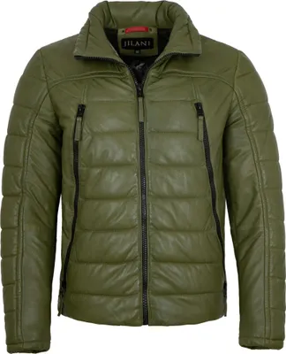Produktbild von Jilani - Herren Lederjacke Steppjacke Lammnappa grün : 48