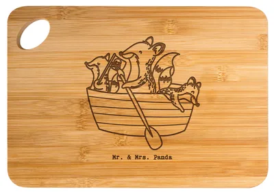 Produktbild von Mr. & Mrs. Panda Hackbrett Fuchs Kanufahren - Transparent - Geschenk, Kanuverleih, Kanu fahren, Frühstücksbrett, Paddeltour, Frühstücksbrettchen, holzschneidebrett