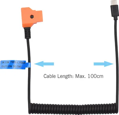 Productafbeelding van 15V PD3.0 USB-Type-C mannelijke naar D-Tap stekker stroomkabel voor V-mount batterij