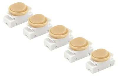 Productafbeelding van Wipschakelaars, 5 stuks. Schakelaars, 2A, 250V, klein, rond, voor inbouw in lampen, lichtschakelaars, vervangingsschakelaars, afmetingen 2,7 x 1,4 cm, goudkleurig
