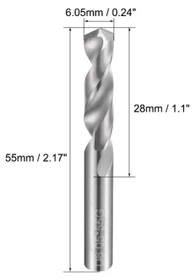 Produktbild von Bohrer mit Geradem Schaft Spiralbohrer 6,05 mm Vollhartmetall fš¹r Hartstahl aus rostfreiem Stahl, geh?rtet auf 50 HRC