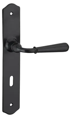 Image de Ensemble de poignées pour porte de chambre Charon trou de clé, carré 7mm, entr'axes 195mm, acier patiné - THIRARD