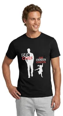 Produktbild von Spreadshirt Die Wahre Chefin Vater Tochter Geschenk Vatertag Männer T-Shirt, 5XL, Schwarz