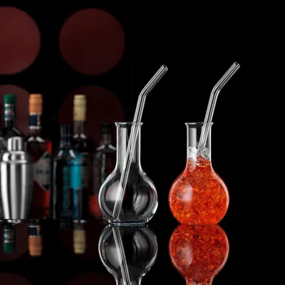 Produktbild von BOHEMIA CRISTAL 2 Mix Drink Gläser 300ml + 2 Glastrinkhalme gebogen