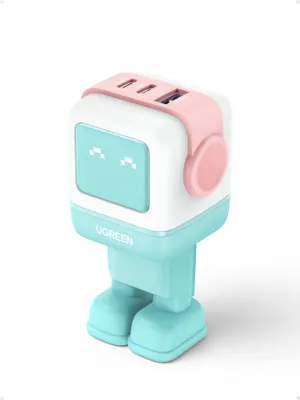Immagine prodotto di UGREEN Uno RG 65W Caricabatterie rapido a 3 porte GaN rosa blu