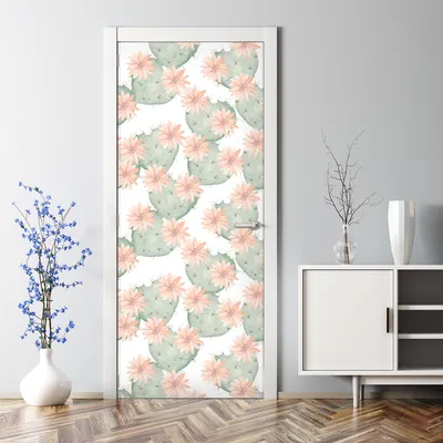 Produktbild von Dekorative Türaufkleber Raumdekoration selbstklebend Klebefolie Türposter Blühende Kakteen 77 x 200 cm