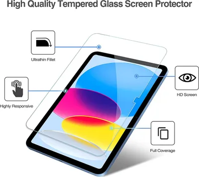 Produktbild von 2x Schutzglas für Apple iPad 10.9" 10. Generation 2022 / iPad 11" 11. Generation 2025 Schutzfolie 9H Härte Glas - blasenfrei -