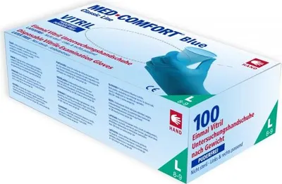Obrázok produktu pre AMPri 100x jednorazové rukavice Med Comfort Blue Vitril veľkosť XL modrá zmes vinylu a nitrilu - 01251 XL