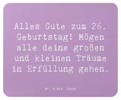 Produktbild von Mr. & Mrs. Panda Mousepad Spruch 26. Geburtstag - Lavendeltraum - Geschenk, laptop, Jubiläum, Feiern, Freundschaft, mauspad, Familienmitglied, Mouse Pad, Happy Birthday
