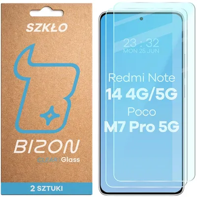 Produktbild von Gehärtetes Glas für Xiaomi Redmi Note 14 4G / 5G / POCO M7 Pro 5G, Bizon Glass Clear Duo, 2 Stück
