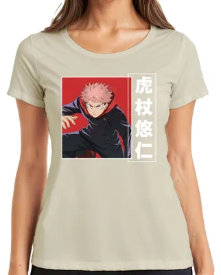 Zdjęcie produktu dla Koszulka damska z motywem Jujutsu Kaisen Yuji Itadori – anime, manga, prezent dla fanów, rozmiar M, kolor naturalny