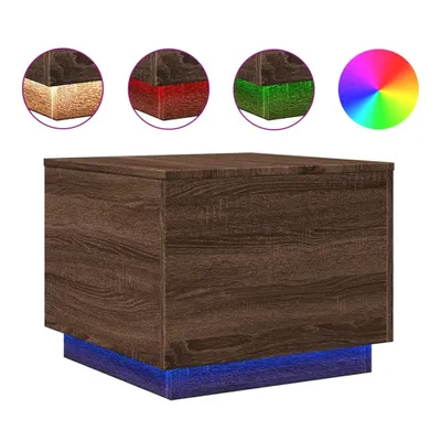 Image de vidaXL Table basse avec lampes LED brun imitation chêne 50x50x40 cm