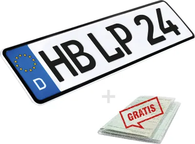 Produktbild von 1 Stück 52x11cm Kennzeichen Wunkschkennzeichen DIN- PKW LKW Autokennzeichen Nummernschild 520 x 110mm auch für Fahrradträger,Anhänger und LKW