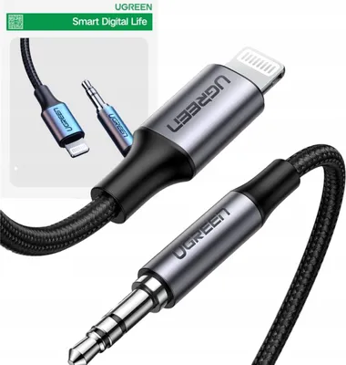 Zdjęcie produktu dla Ugreen 70509, Srebrny, 3.5mm, Lightning, 1 m, Męska, Męska