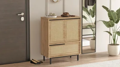 Produktbild von Skye Decor, On8C-Su, Schuhschrank, 100 % MELAMINBESCHICHTETE SPANPLATTEN, Nussbaum, 74,8 x 35,5 x 90,4 cm
