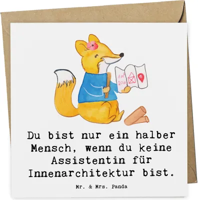 Produktbild von Mr. & Mrs. Panda Deluxe Karte Assistentin für Innenarchitektur Herz - Weiß - Geschenk, doppelkarte, faltkarte, Glückwunschkarte, Grußkarte, anlasskarte, Klappkarte