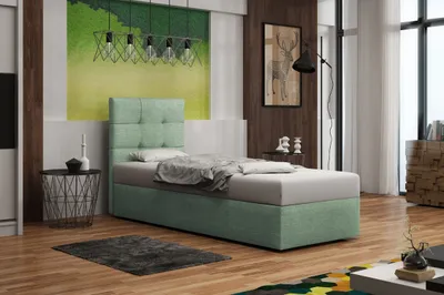 Produktbild von Polsterbett mit Stauraum DELILAH 2 – 90x200, links, Hellgrün