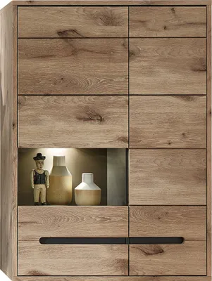 Produktbild von Hängevitrine inkl. LED Beleuchtung BURNHAM-36 in Eiche Nb. mit graphit, B/H/T ca. 90/126/38 cm